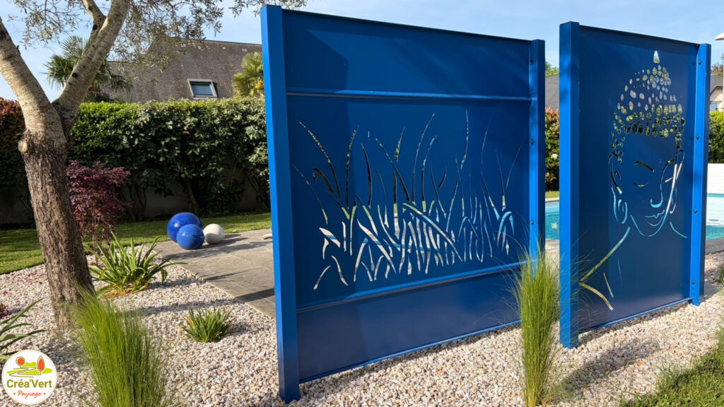 graviers concassés marbre panneaux déco alu gazon